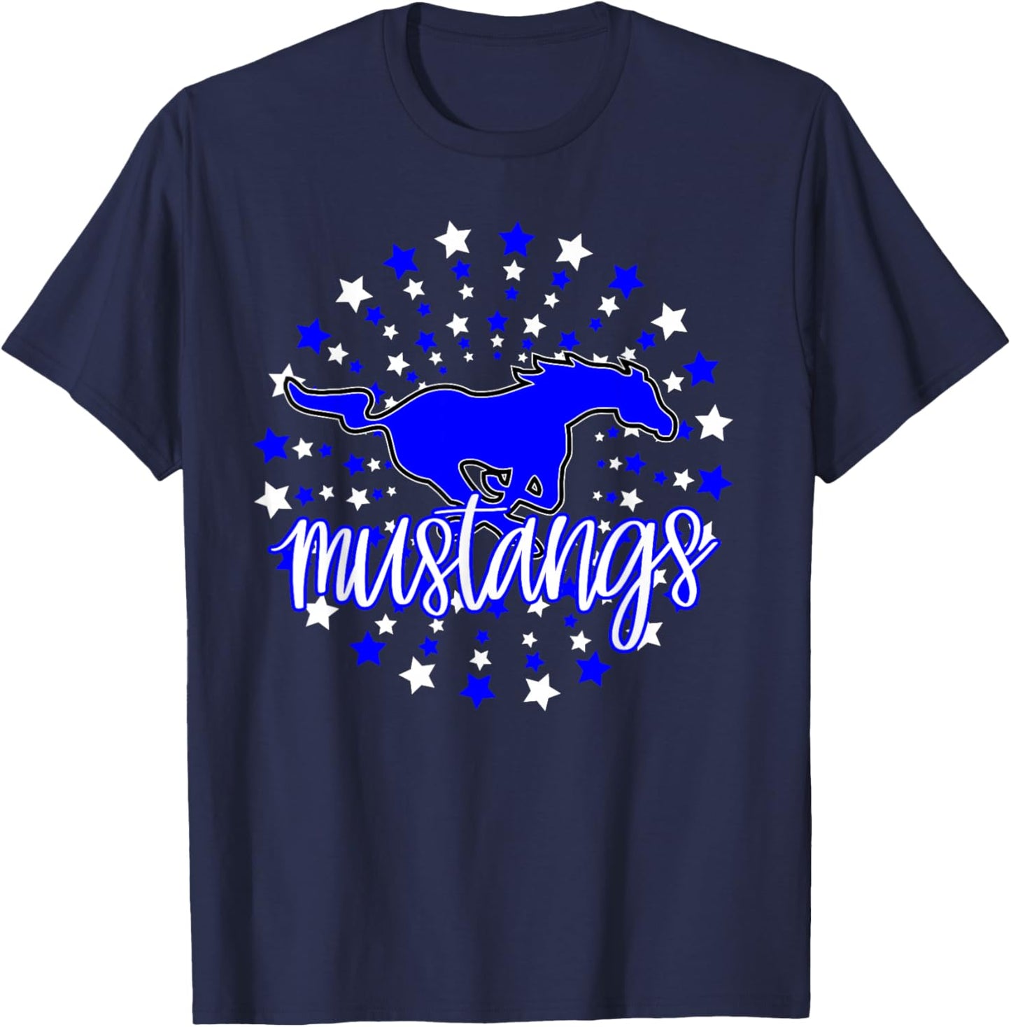 Mustangs School Spirit Stars Mustang Pride Football Mom T-Shirt - T-Shirt | Navy