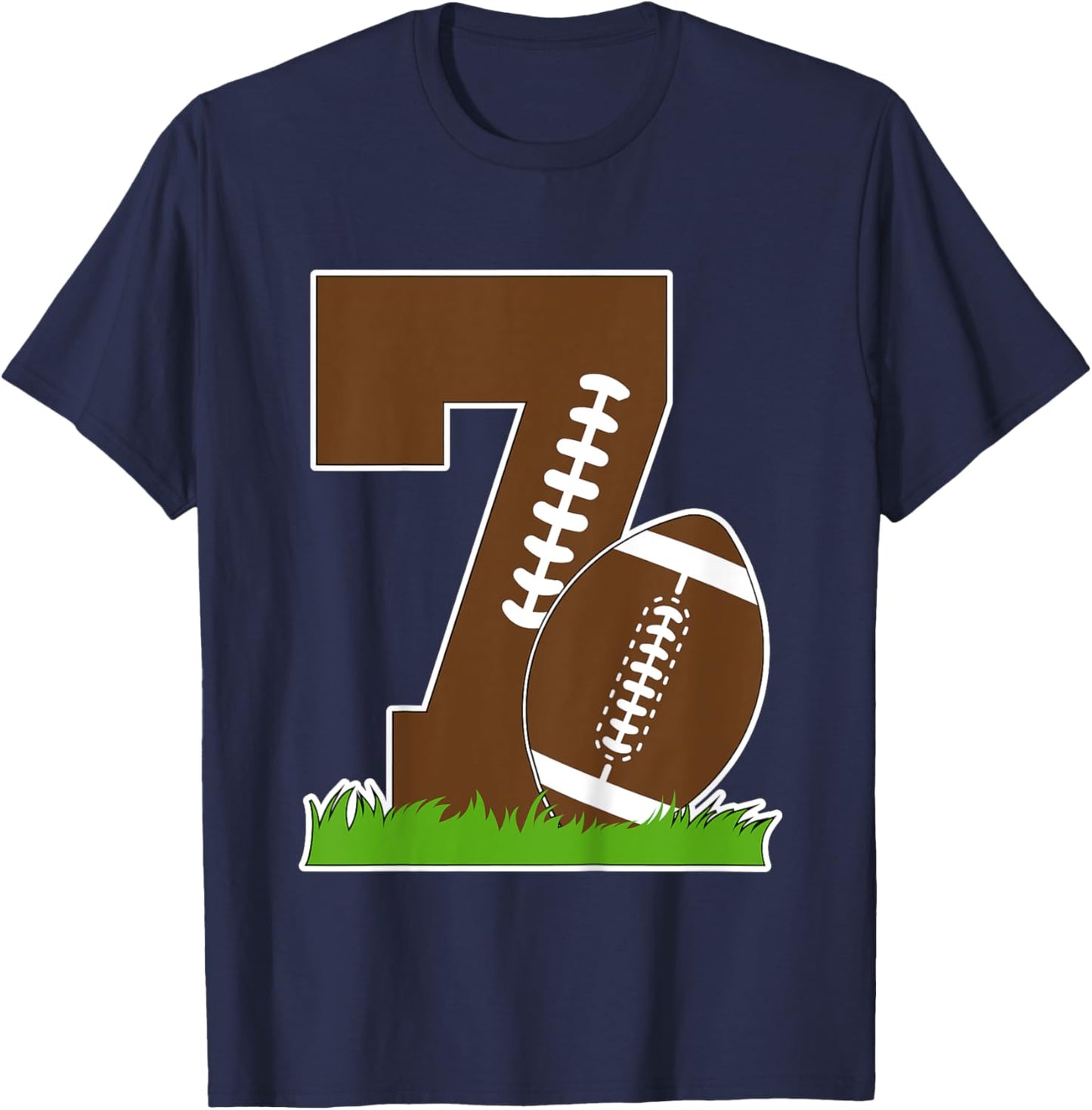 Kids 7th Birthday Football Boy Seven Year Old Football Player T-Shirt - T-Shirt | Navy