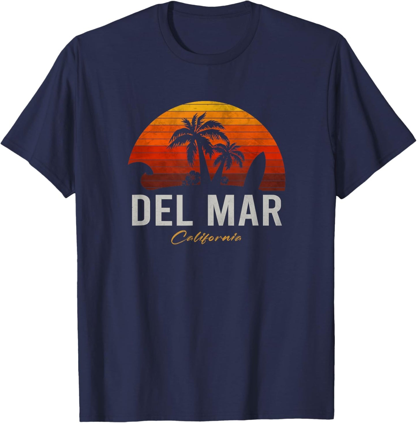 Del Mar California Retro Surfer Vintage Beach Men Women T-Shirt - T-Shirt | Navy