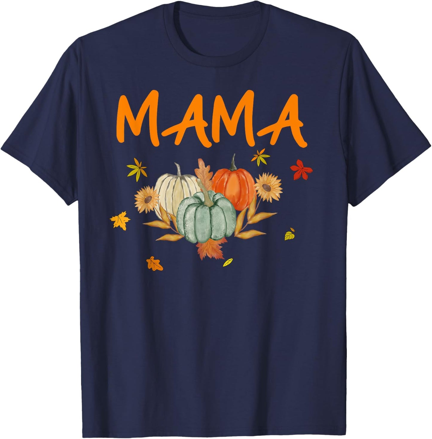 Mama Birthday Pumpkin 1st Birthday Matching Family Party T-Shirt - T-Shirt | Navy