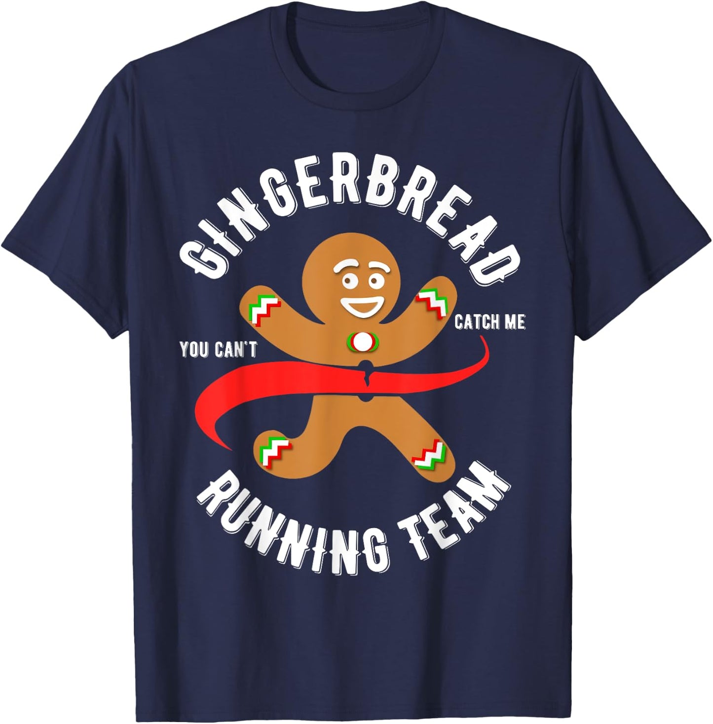 Gingerbread Running Team Xmas Cookie Christmas T-Shirt - T-Shirt | Navy