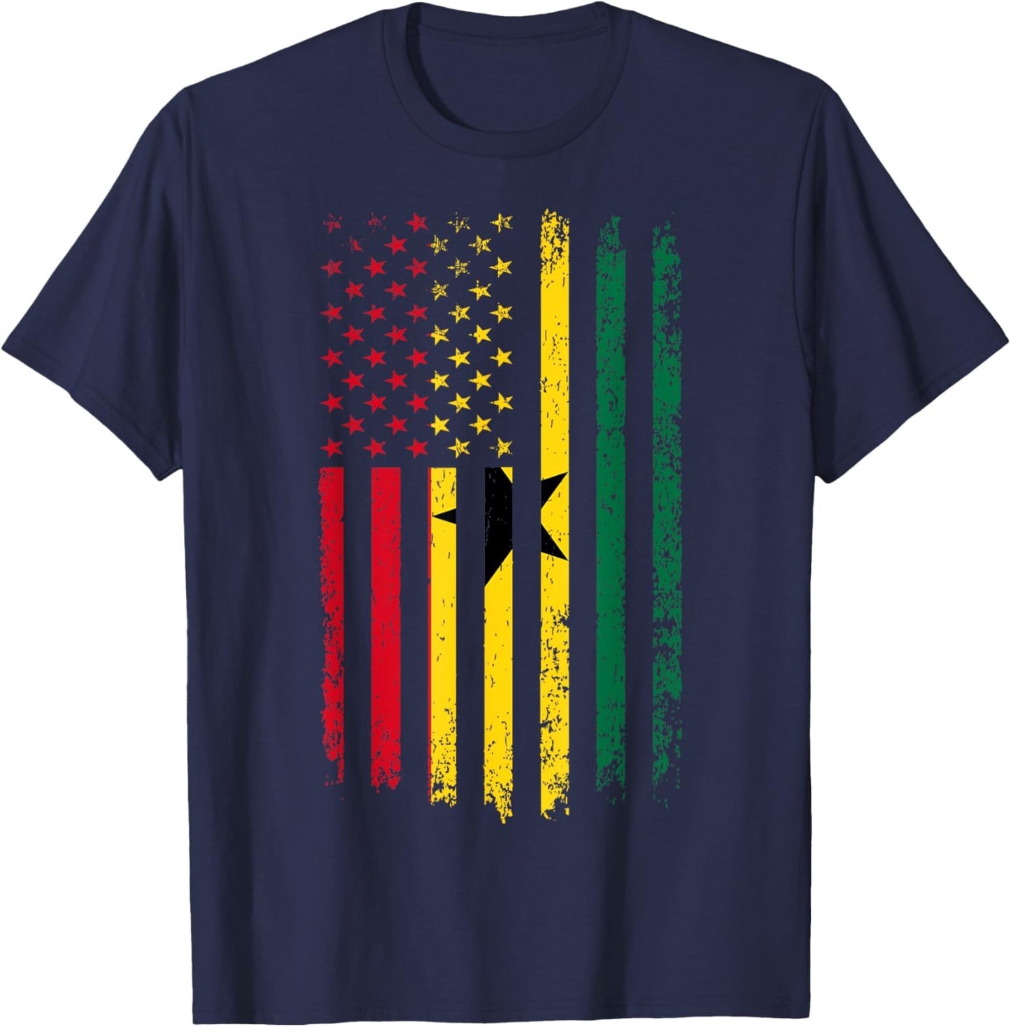Ghanaian American Flag Ghanaian Roots Republic of Ghana Girls Kids Men T-Shirt - T-Shirt | Navy