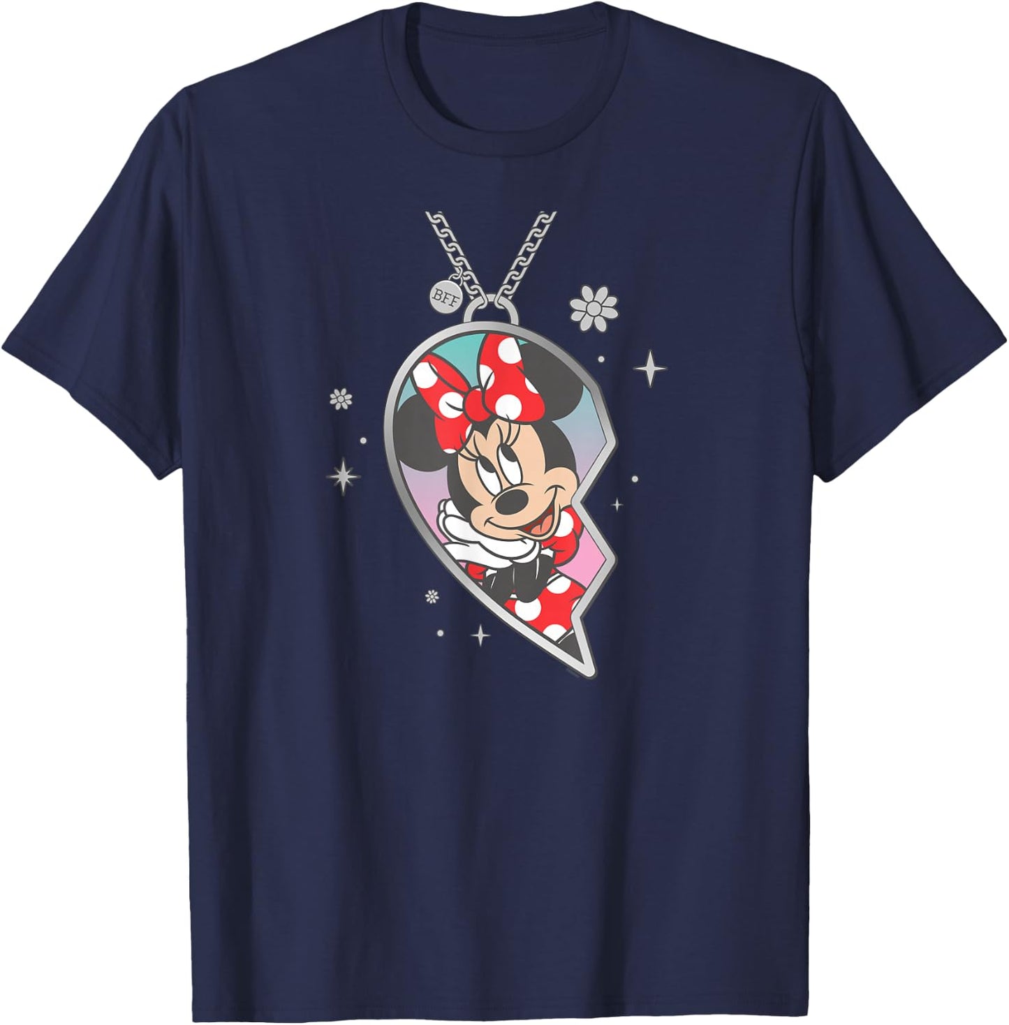 Disney BFF Best Friends Minnie Mouse Matching Heart Necklace T-Shirt - T-Shirt | Navy