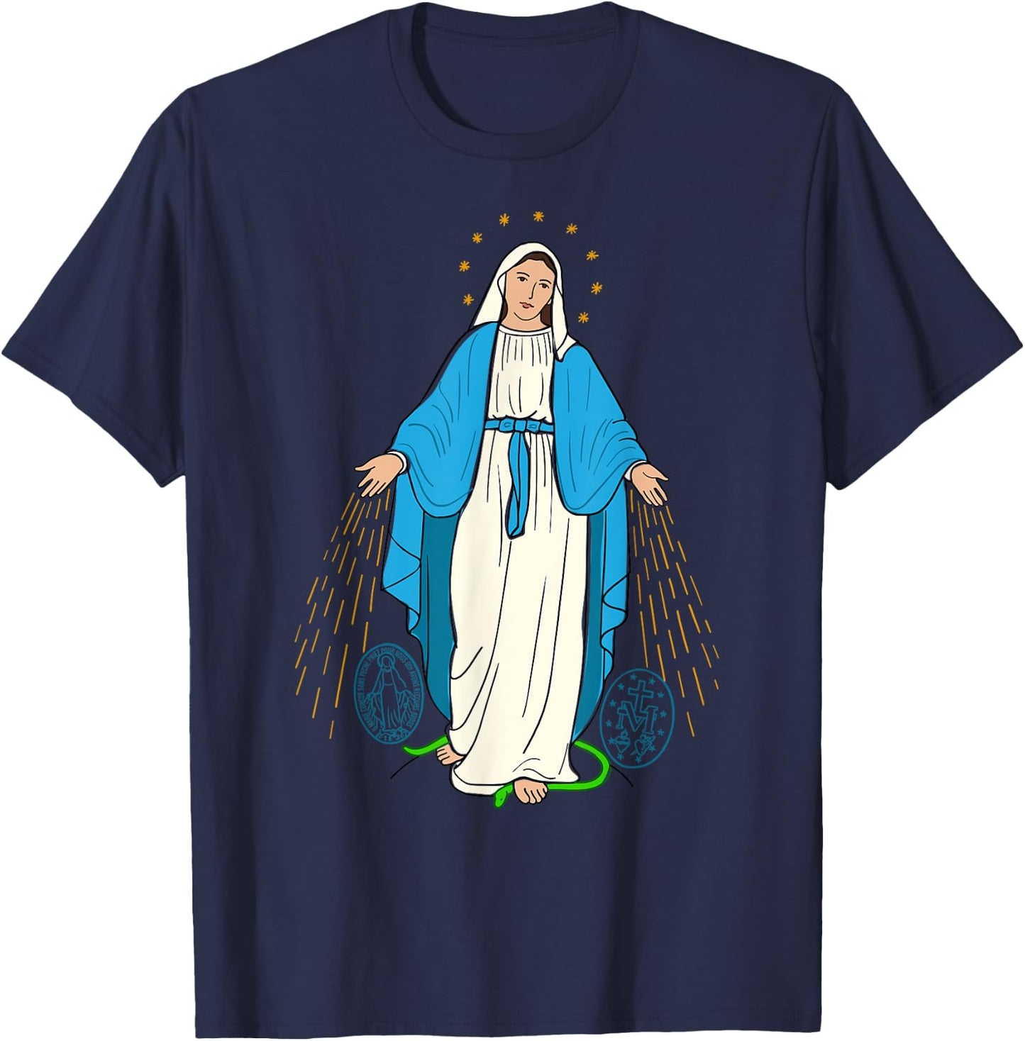 Our Lady of Grace - Virgen de la Medalla Milagrosa T-Shirt - T-Shirt | Navy