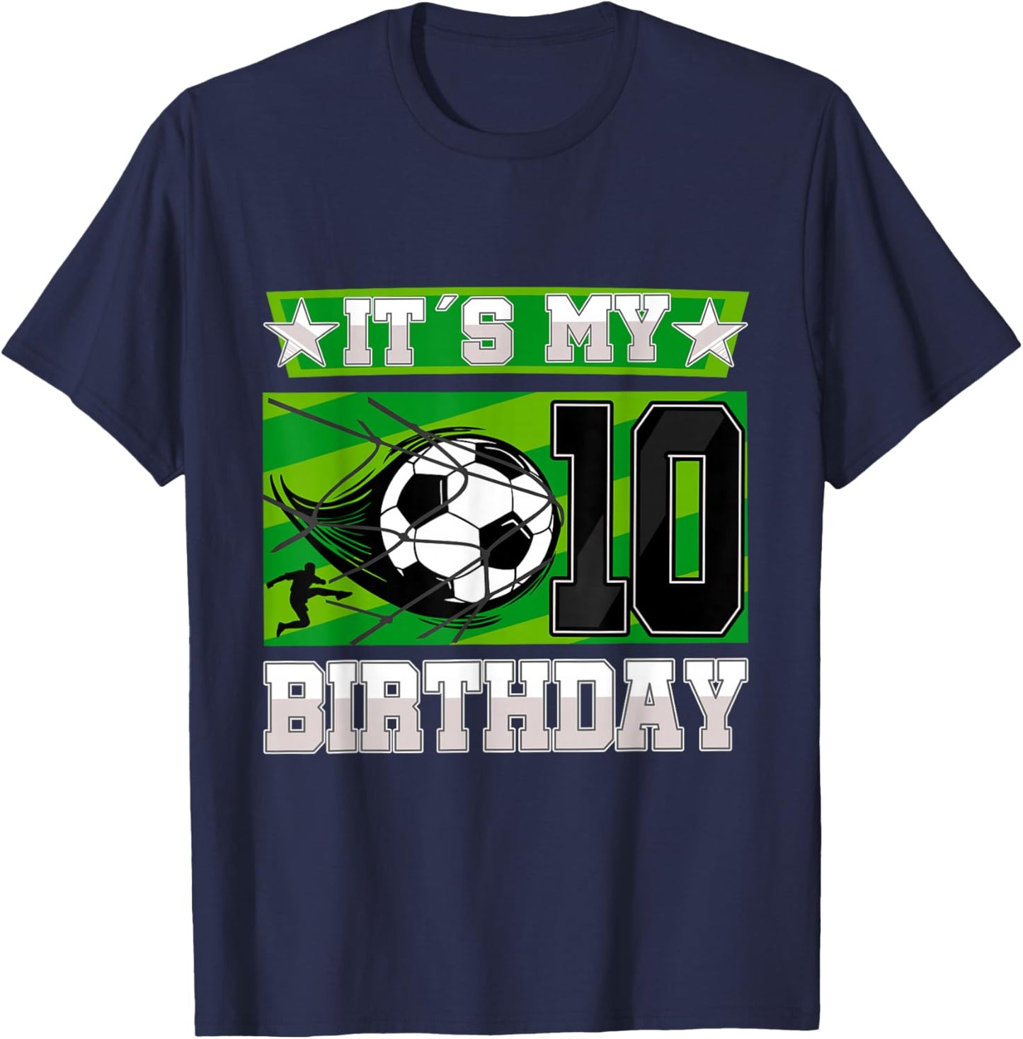 Soccer Birthday Party - 10th Birthday Boy 10 Years Old T-Shirt - T-Shirt | Navy