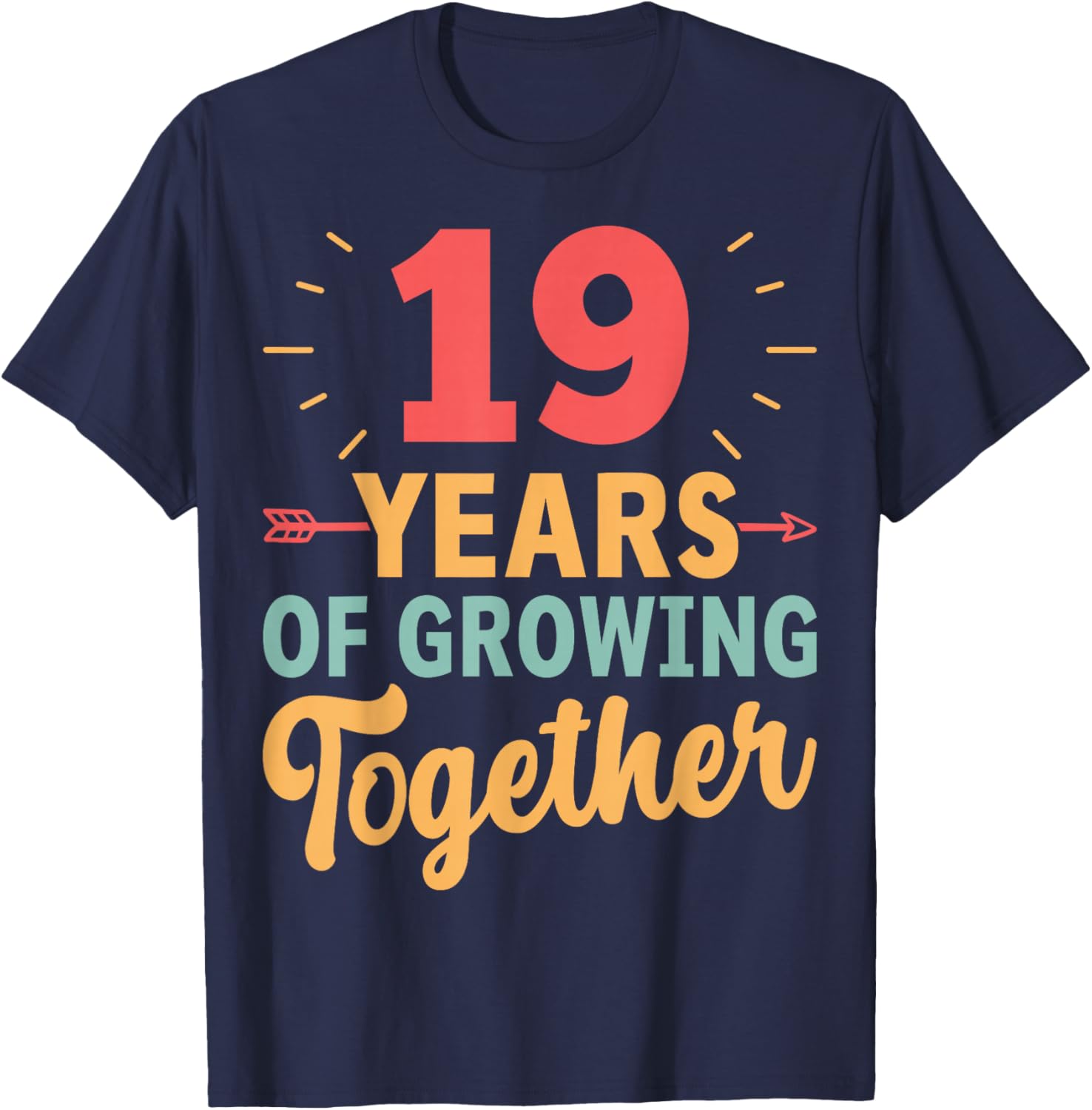 19 Years of Growing Together 19th Wedding Anniversary Couple T-Shirt - T-Shirt | Navy