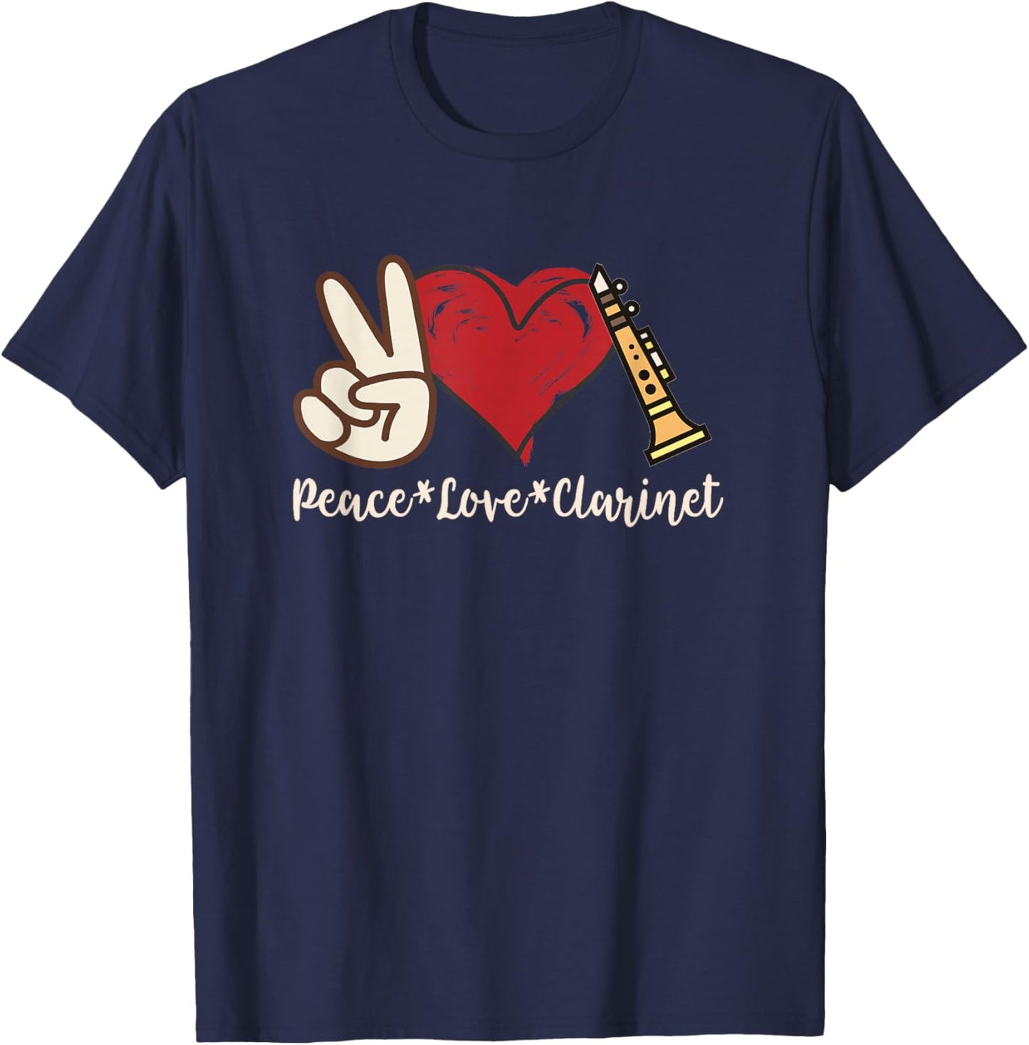Peace Love Clarinet T-Shirt - T-Shirt | Navy