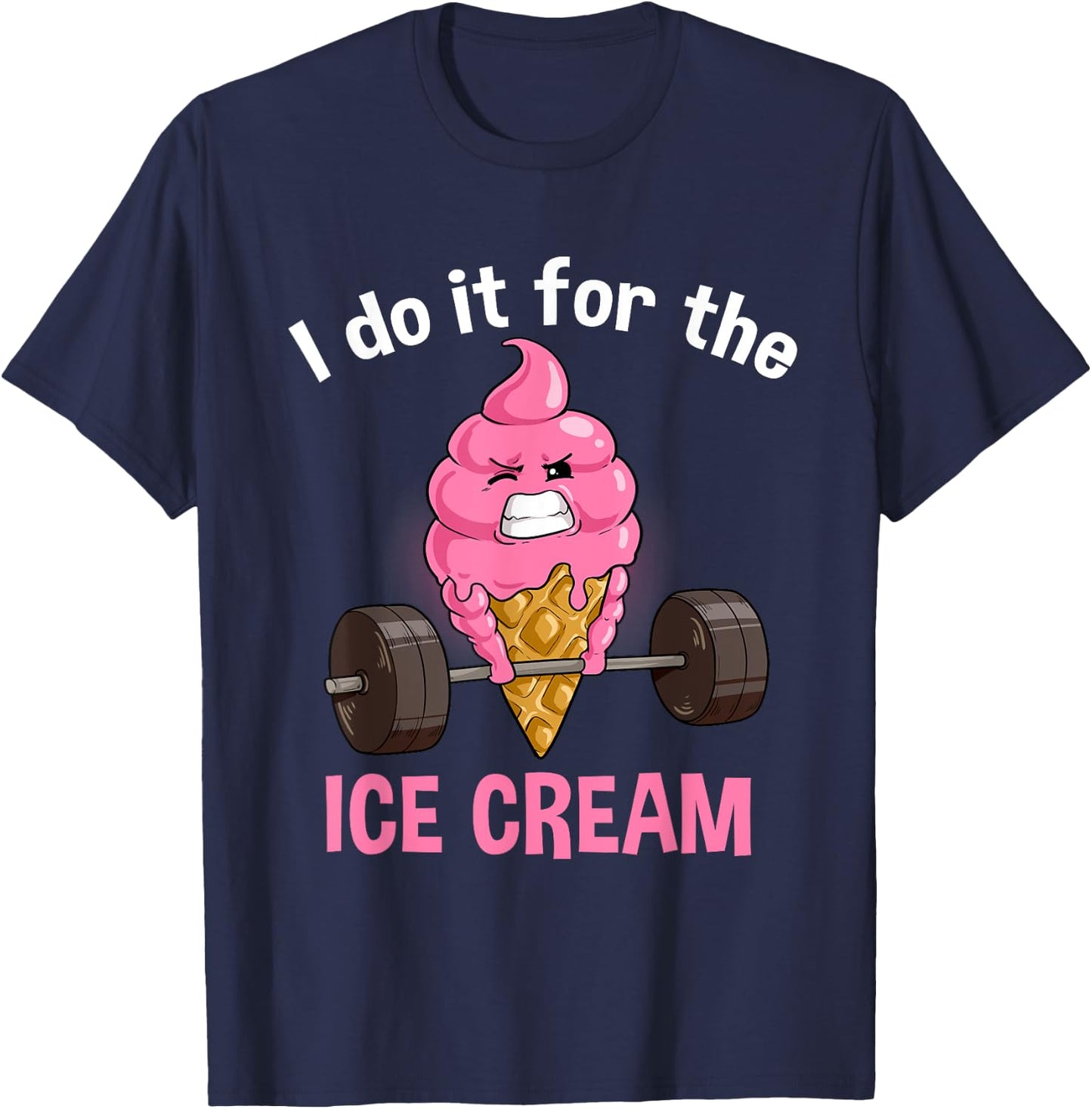 Funny Ice Cream Workout Fitness Muscle Gym Icecream T-Shirt - T-Shirt | Navy