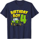 Kids 4th Birthday Boy 4 Year Old Farm Truck Tractor Party T-Shirt - T-Shirt | Navy
