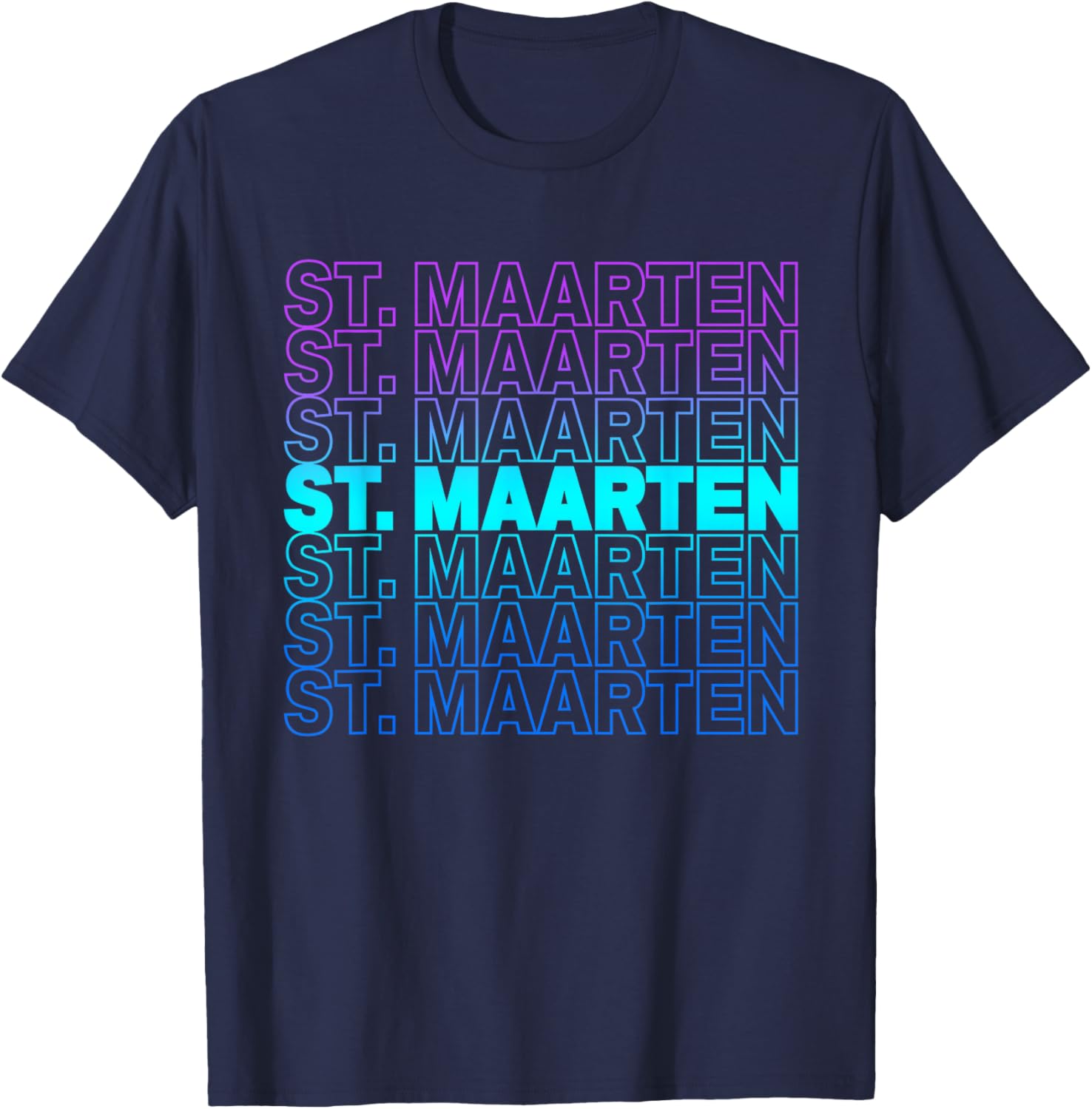 St Maarten Colorful Throwback Letter Girls Souvenir T-Shirt - T-Shirt | Navy