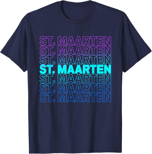 St Maarten Colorful Throwback Letter Girls Souvenir T-Shirt - T-Shirt | Navy