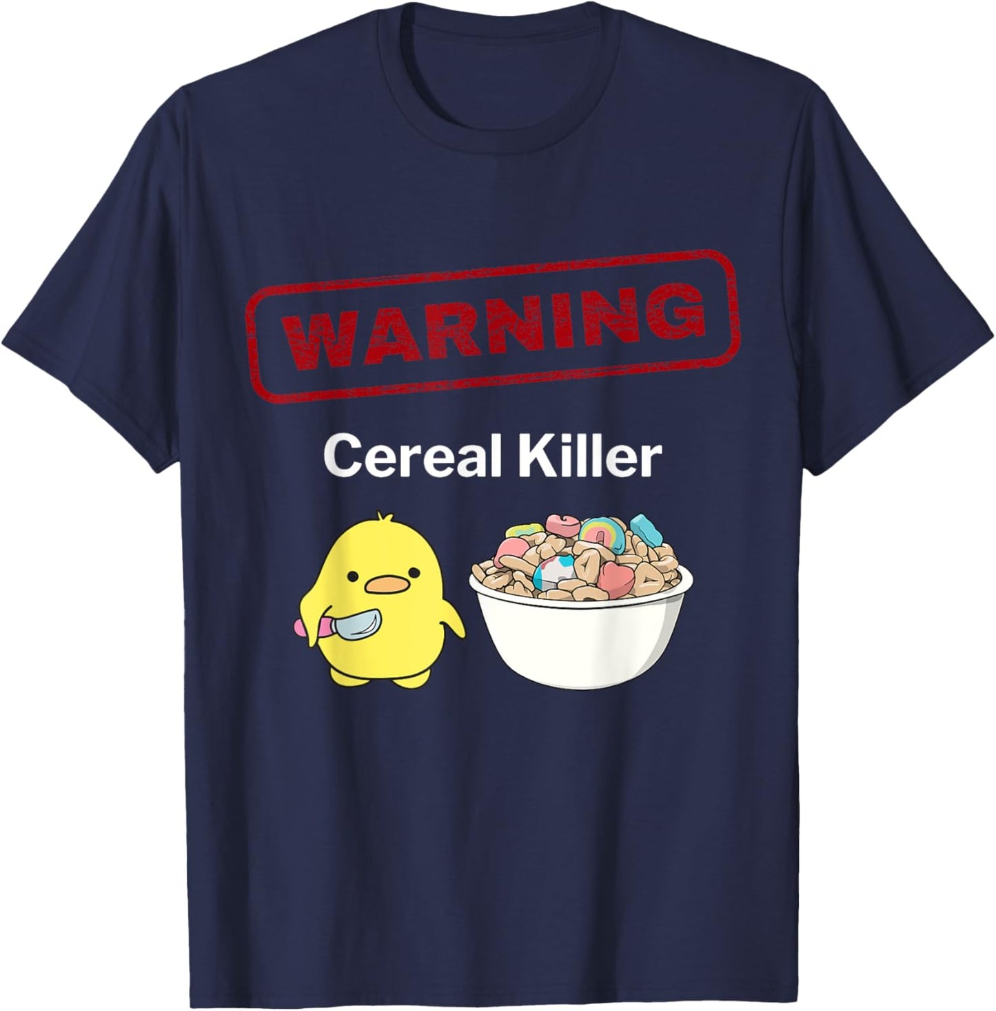 Funny Warning Cereal Killer Caution Cute Kawaii Anime Chick T-Shirt - T-Shirt | Navy