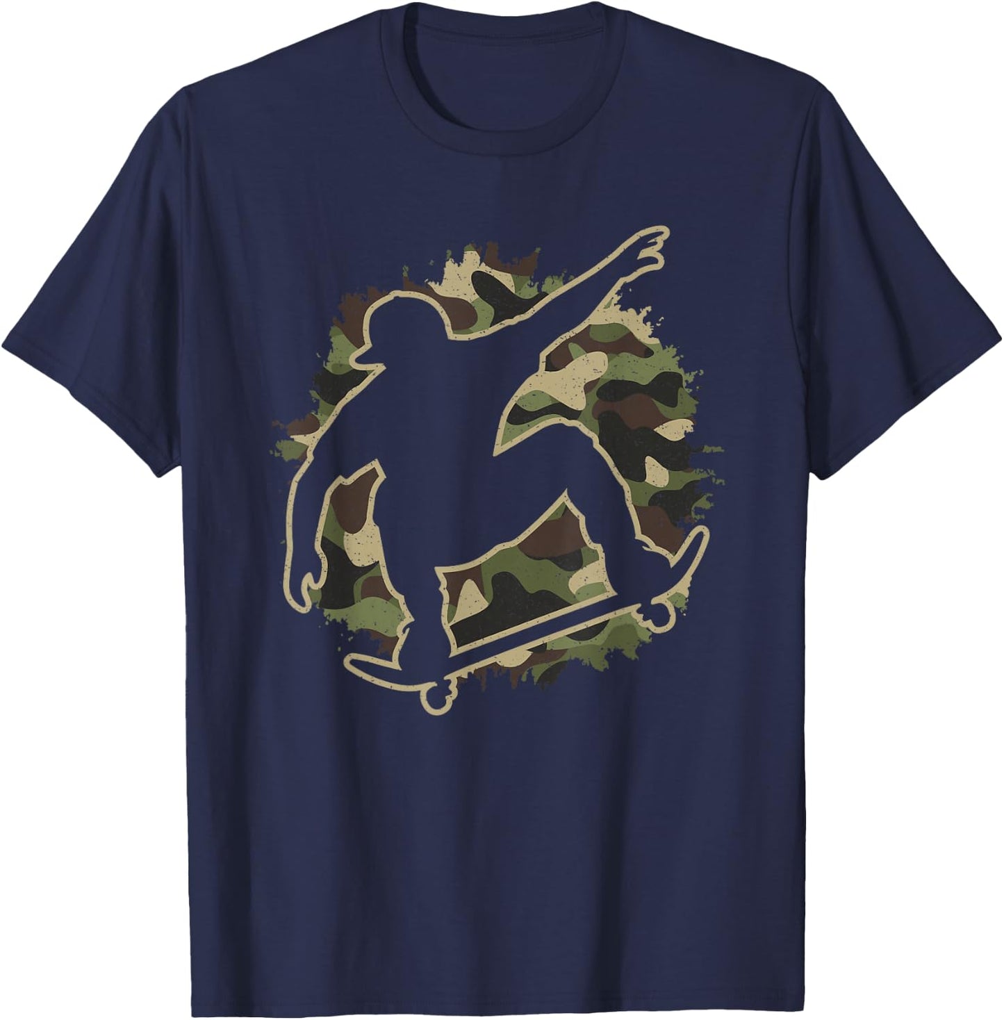 Skater Camouflage Skateboard Camo Skating Lover Men Boys T-Shirt - T-Shirt | Navy