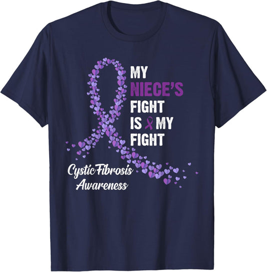 My Niece's Fight My Fight Cystic Fibrosis Awareness T-Shirt - T-Shirt | Navy