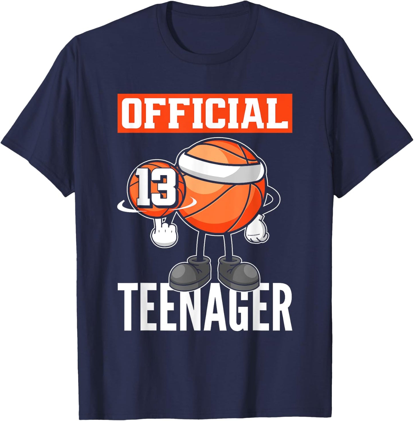 13th Birthday Basketball Player Official 13 Teenager T-Shirt - T-Shirt | Navy