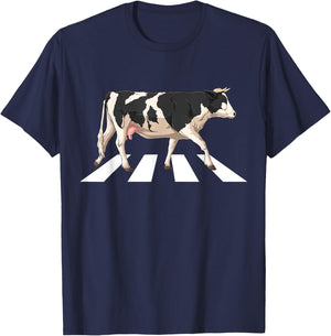 Funny Crosswalk Cows Farming farm Cow Girl Boy Women Men Kid T-Shirt - T-Shirt | Navy