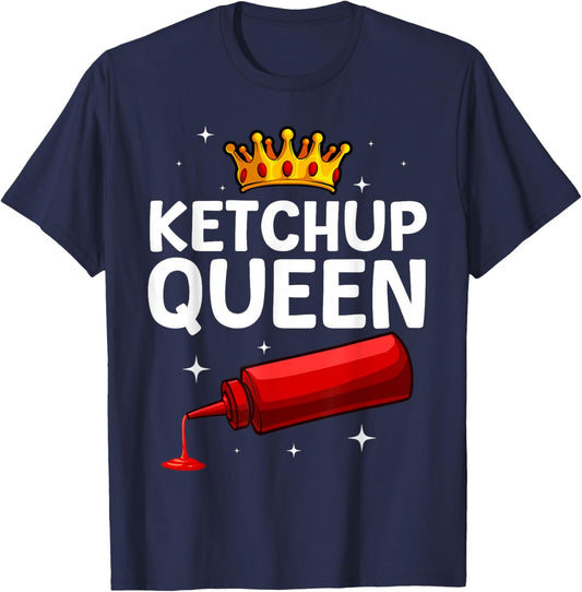 Cool Ketchup Queen Art Girls Tomato Ketchup Lover T-Shirt - T-Shirt | Navy
