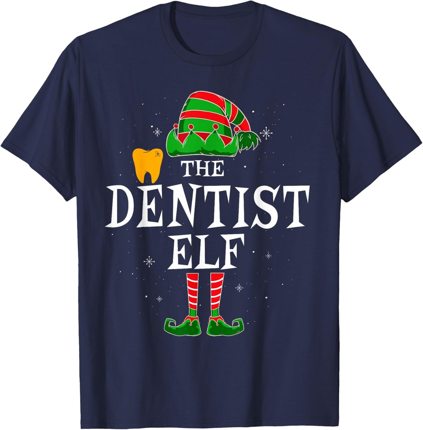 The Dentist Elf Group Matching Family Christmas Funny Tooth T-Shirt - T-Shirt | Navy