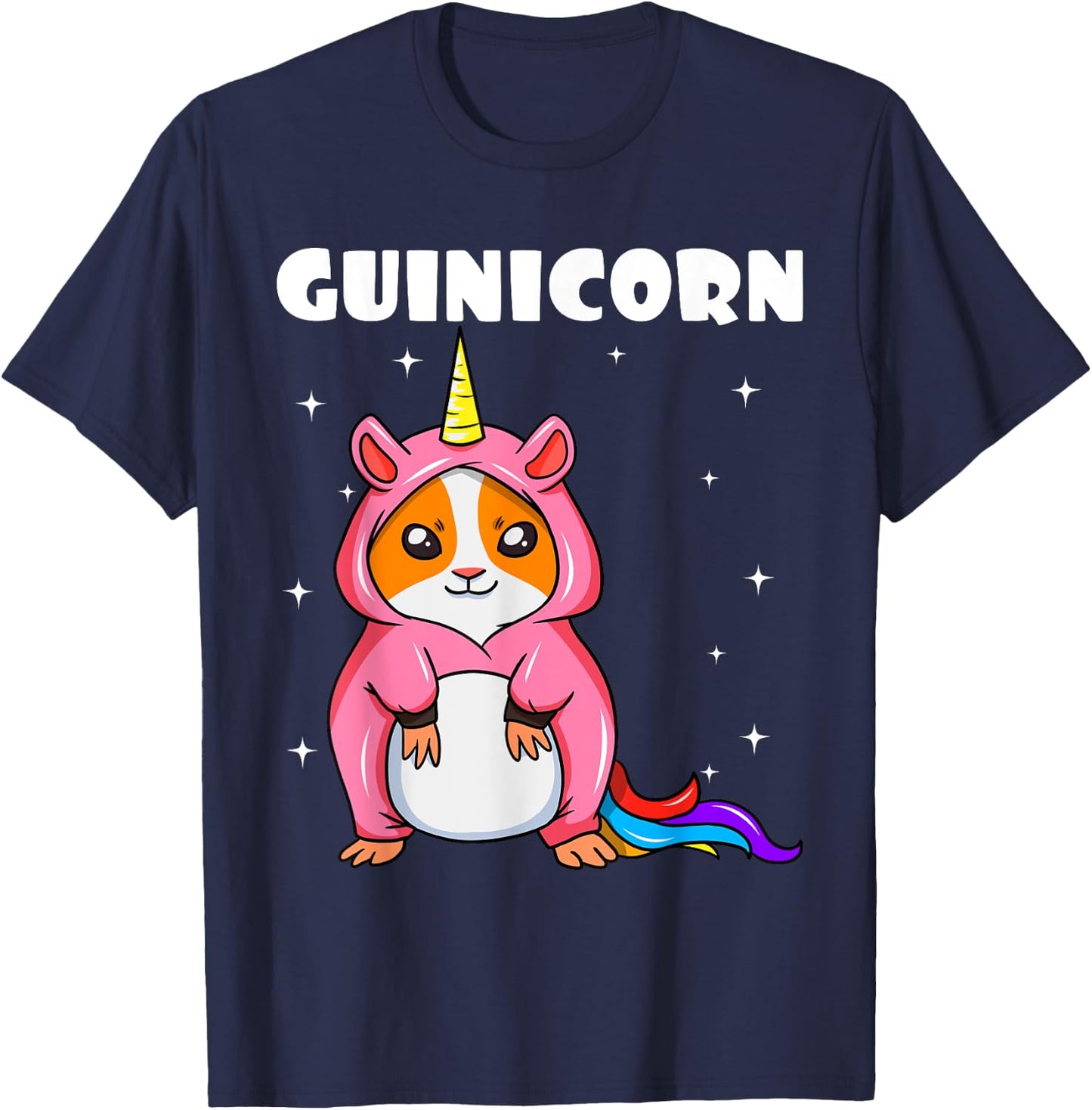 Guinicorn Guinea Pig White Unicorn Mystical Horse Rodent T-Shirt - T-Shirt | Navy