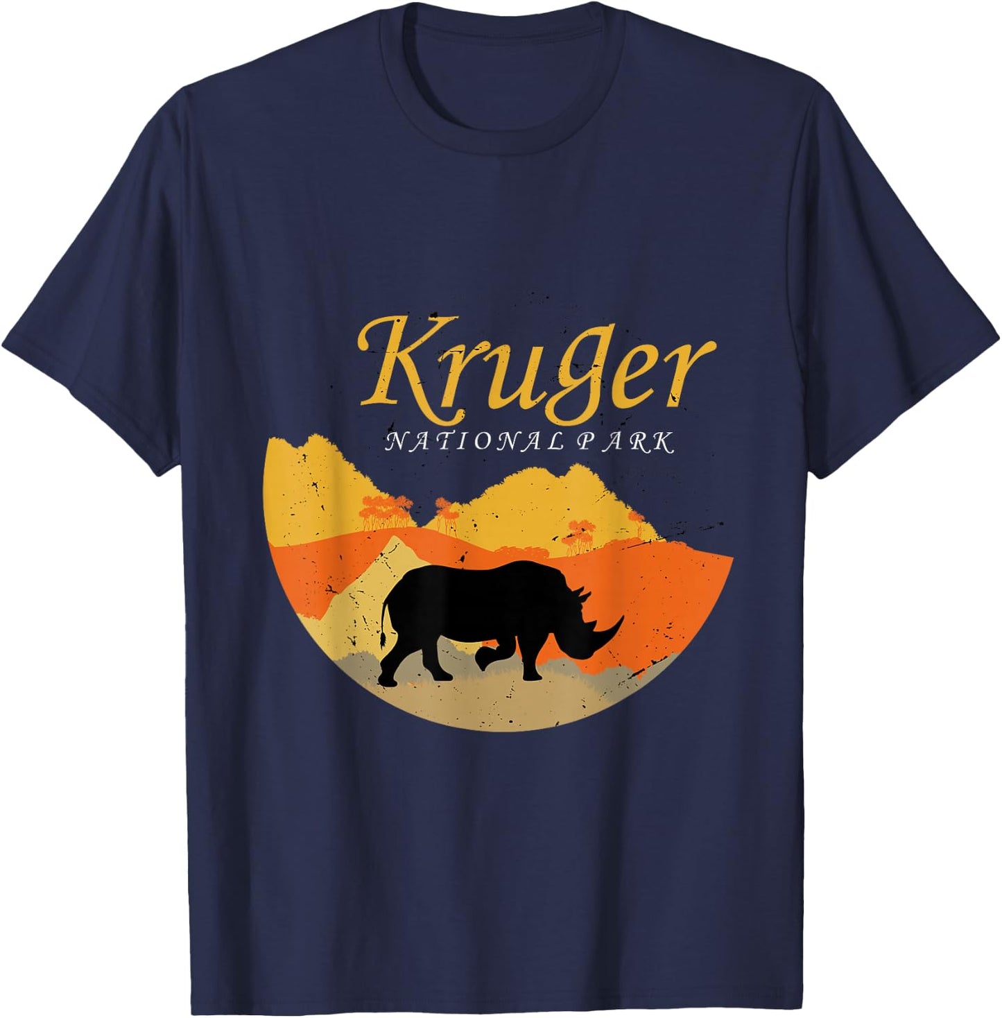 Rhino Africa Kruger National Park Safari Big Five Savanna T-Shirt - T-Shirt | Navy