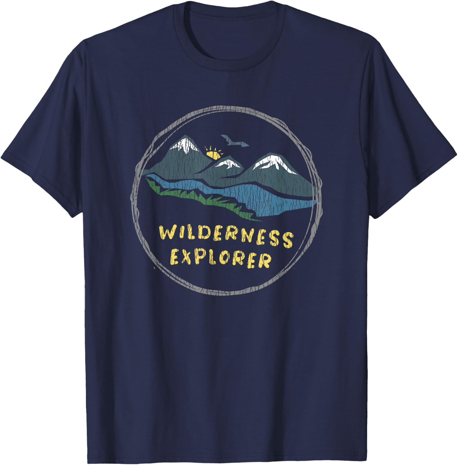 Wilderness Explorer Retro Sunset Gift Men Women T-Shirt - T-Shirt | Navy