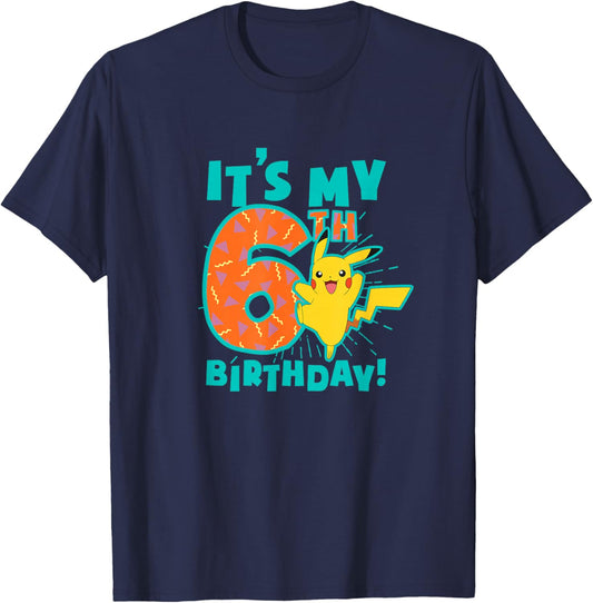 Pokémon Pikachu My Awesome 6th Birthday Cute Celebration T-Shirt - T-Shirt | Navy