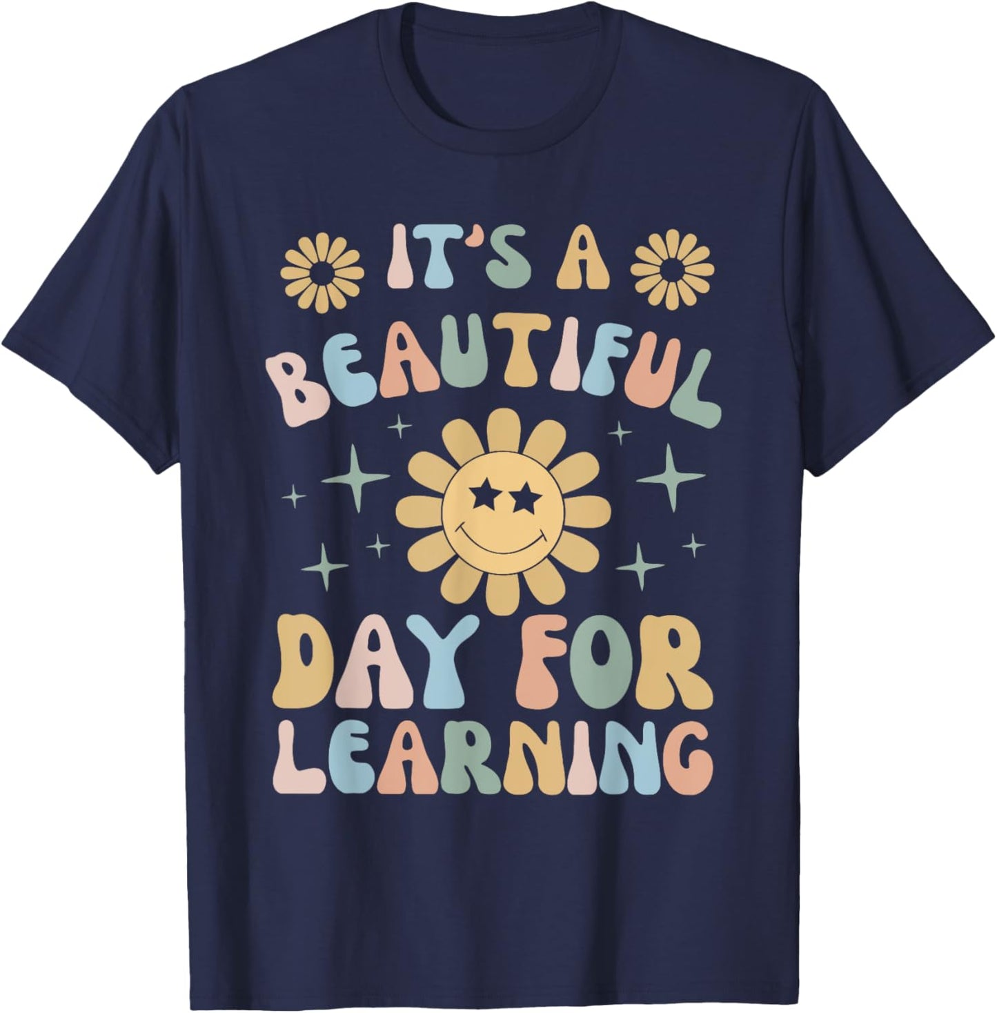 It's Beautiful Day For Learning Retro Teacher Students Women T-Shirt - T-Shirt | Navy