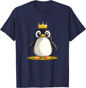 Funny Penguin with Crown for Castle and Kingdom Lovers T-Shirt - T-Shirt | Navy