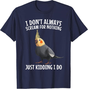 Cute Cockatiel Design Women Kids Quarrion Bird Lover T-Shirt - T-Shirt | Navy