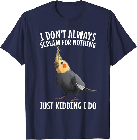 Cute Cockatiel Design Women Kids Quarrion Bird Lover T-Shirt - T-Shirt | Navy