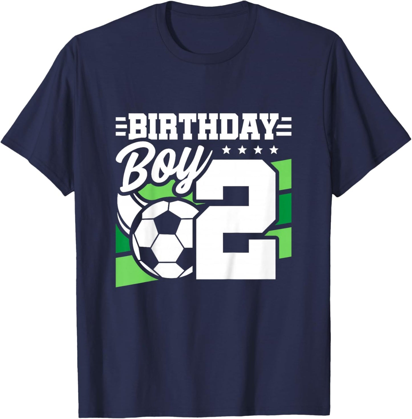 Kids Soccer Birthday Party - 2 Year Old Boy - 2nd Birthday T-Shirt - T-Shirt | Navy