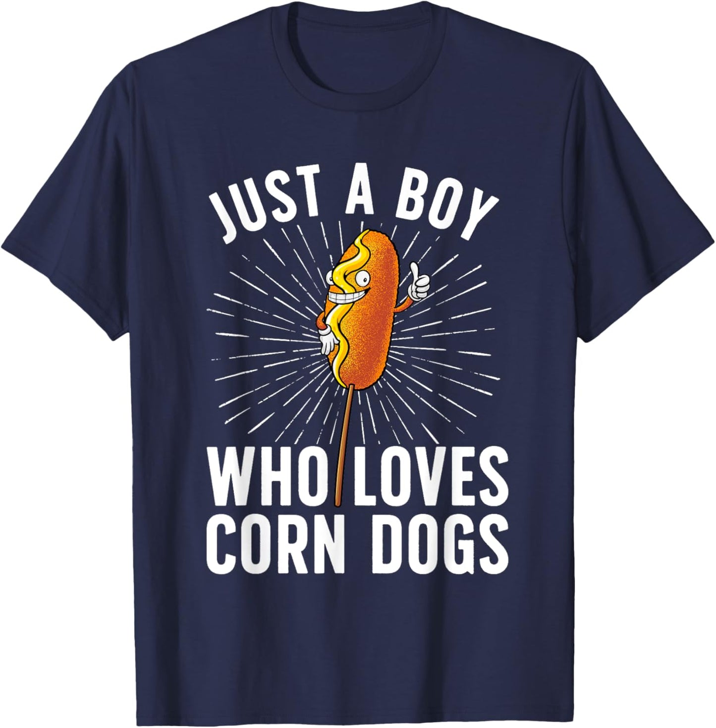 Cute Corn Dog Design Boys Kids Sausage Corndog Lover T-Shirt - T-Shirt | Navy