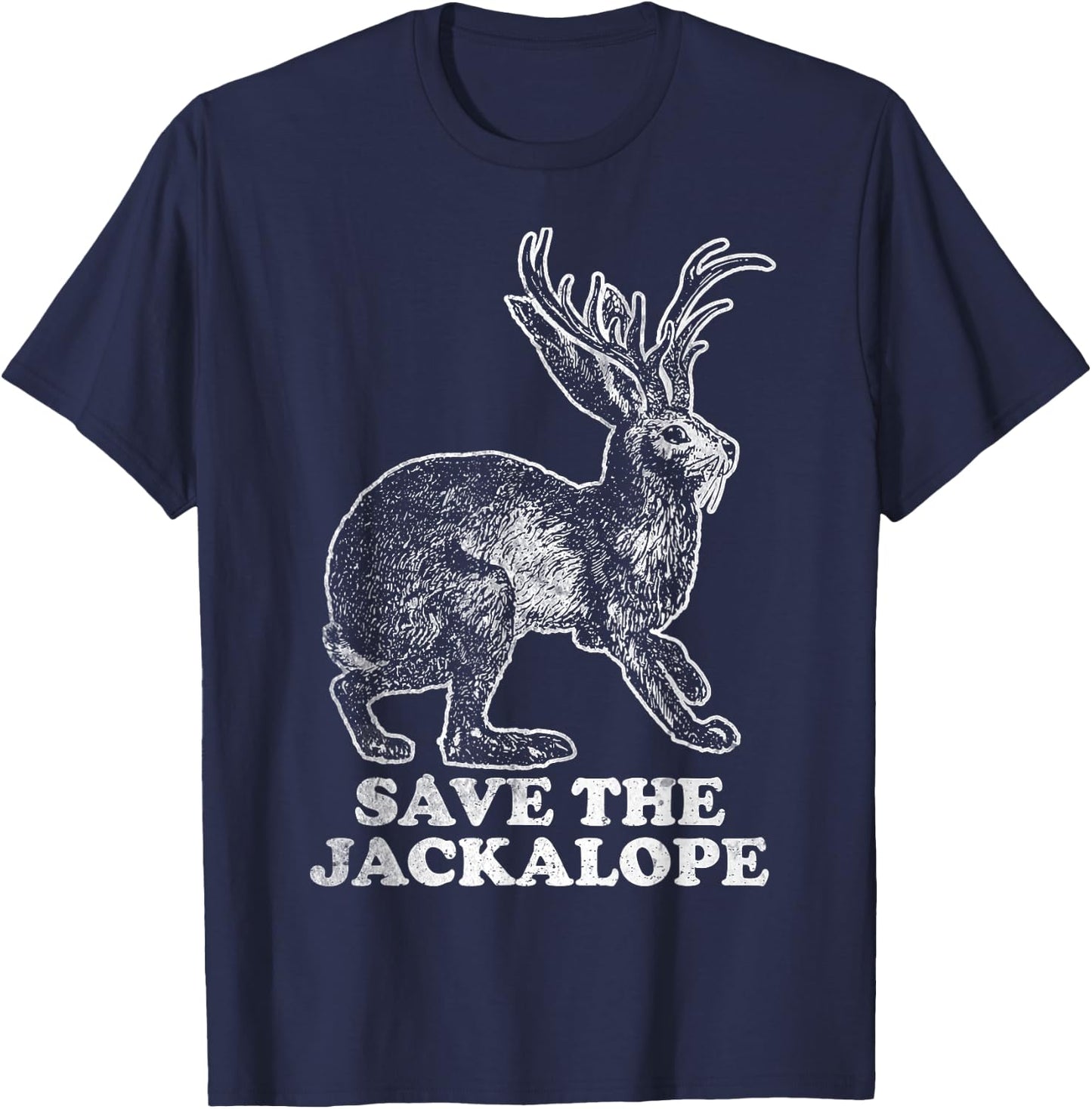 Funny Shirt Save the Jackalope Jack Rabbit Vintage T-Shirt - T-Shirt | Navy