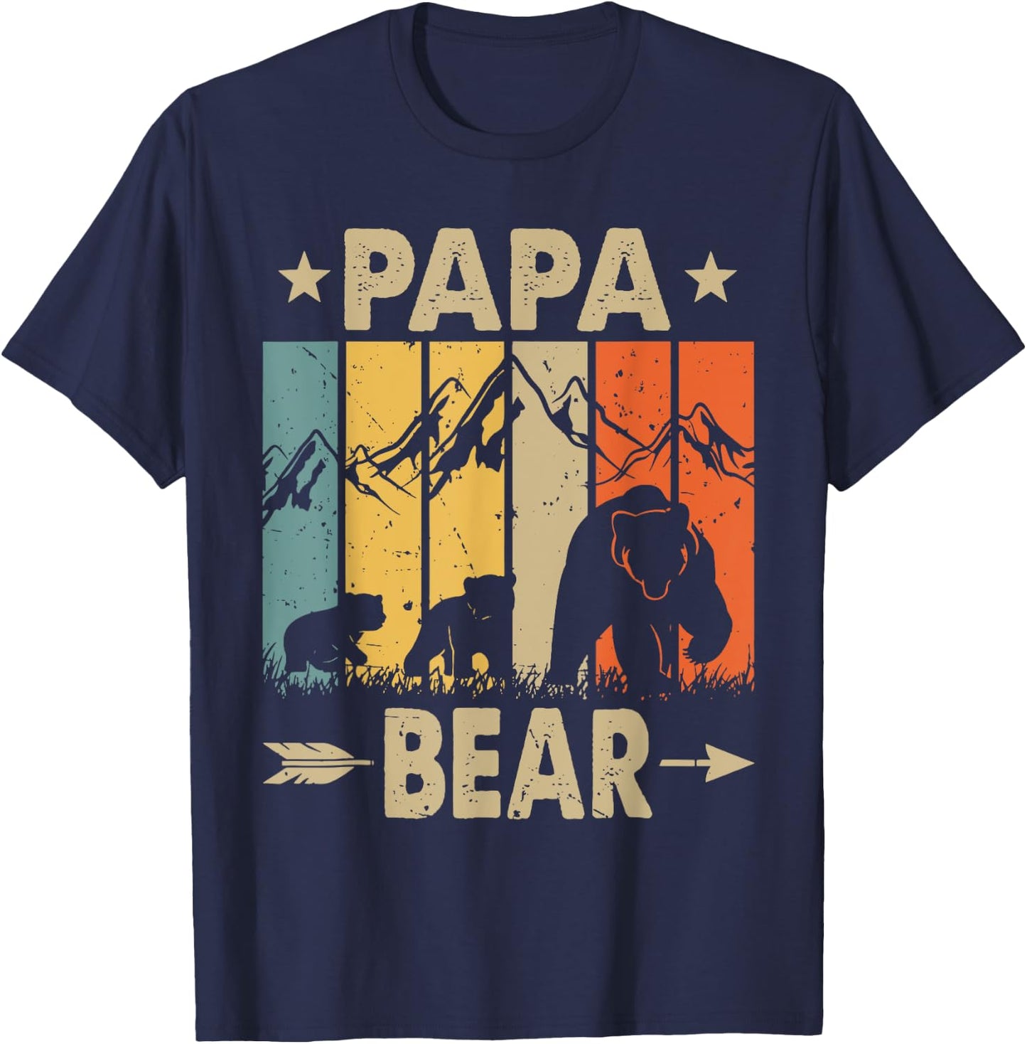 Papa Bear, Father of 2, Dad of two kids, Papa Bear and Cubs T-Shirt - T-Shirt | Navy