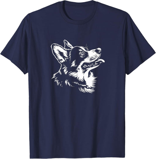 Cute Funny Retro Vintage Logo Black Tricolor Corgi Lover T-Shirt - T-Shirt | Navy