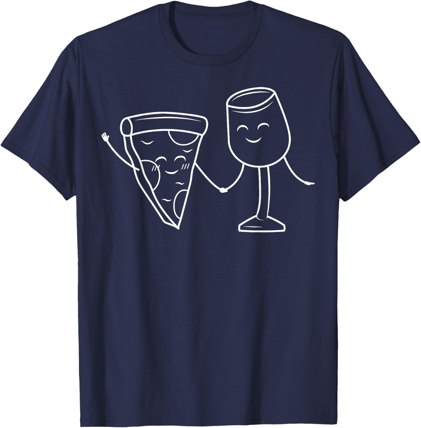 Pizza Piece Wine Glass Italian Kitchen Pizza and Wine T-Shirt - T-Shirt | Navy