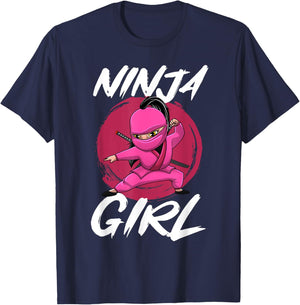 Cool Ninja Art Girls Shinobi Ninja Training Ninja T-Shirt - T-Shirt | Navy