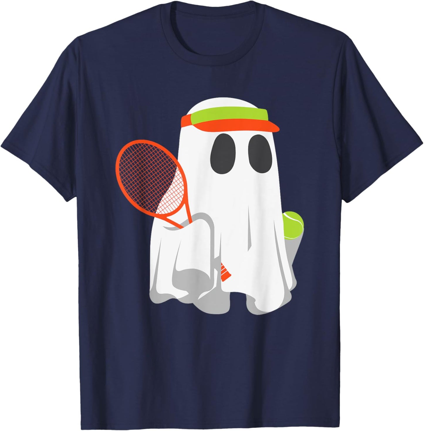 Funny Halloween Tennis Player Ghost Men Women Kids Matching T-Shirt - T-Shirt | Navy