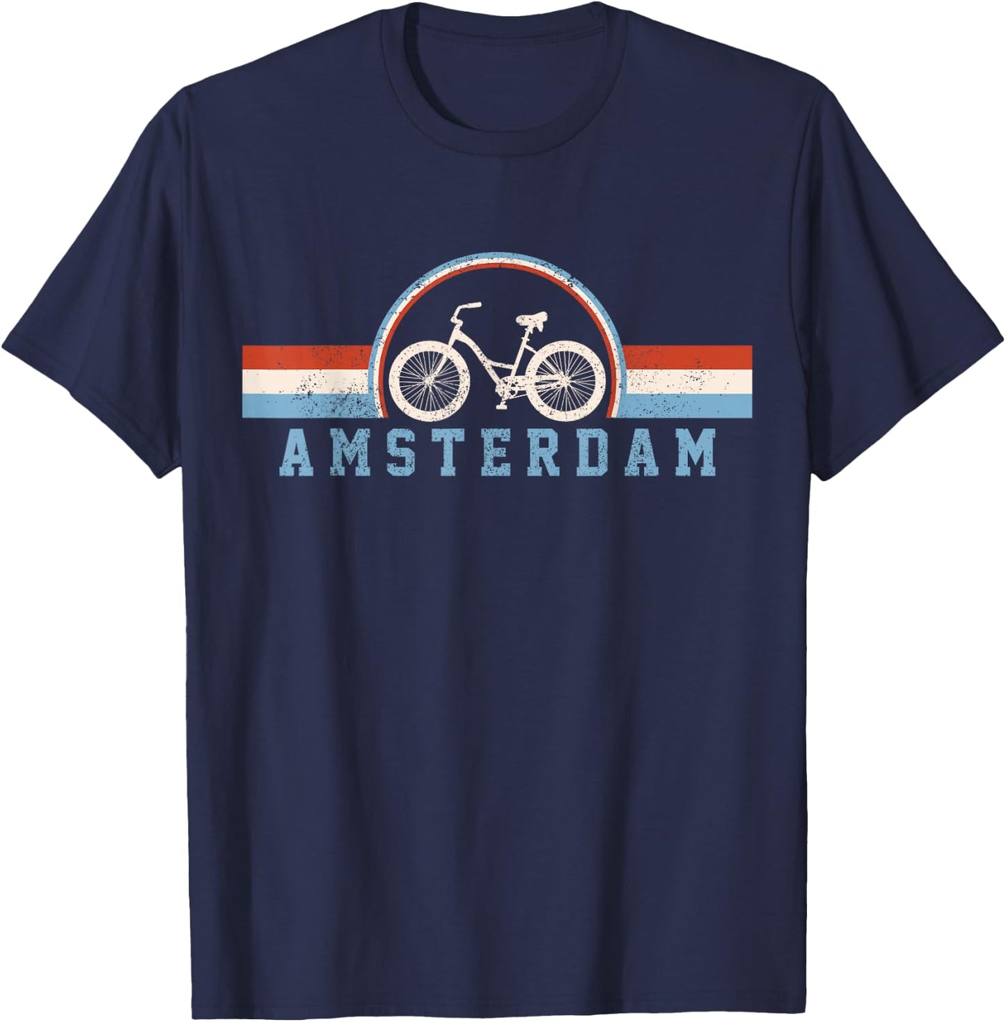 Amsterdam Netherlands Holland Bicycle Vintage Gift T-Shirt - T-Shirt | Navy