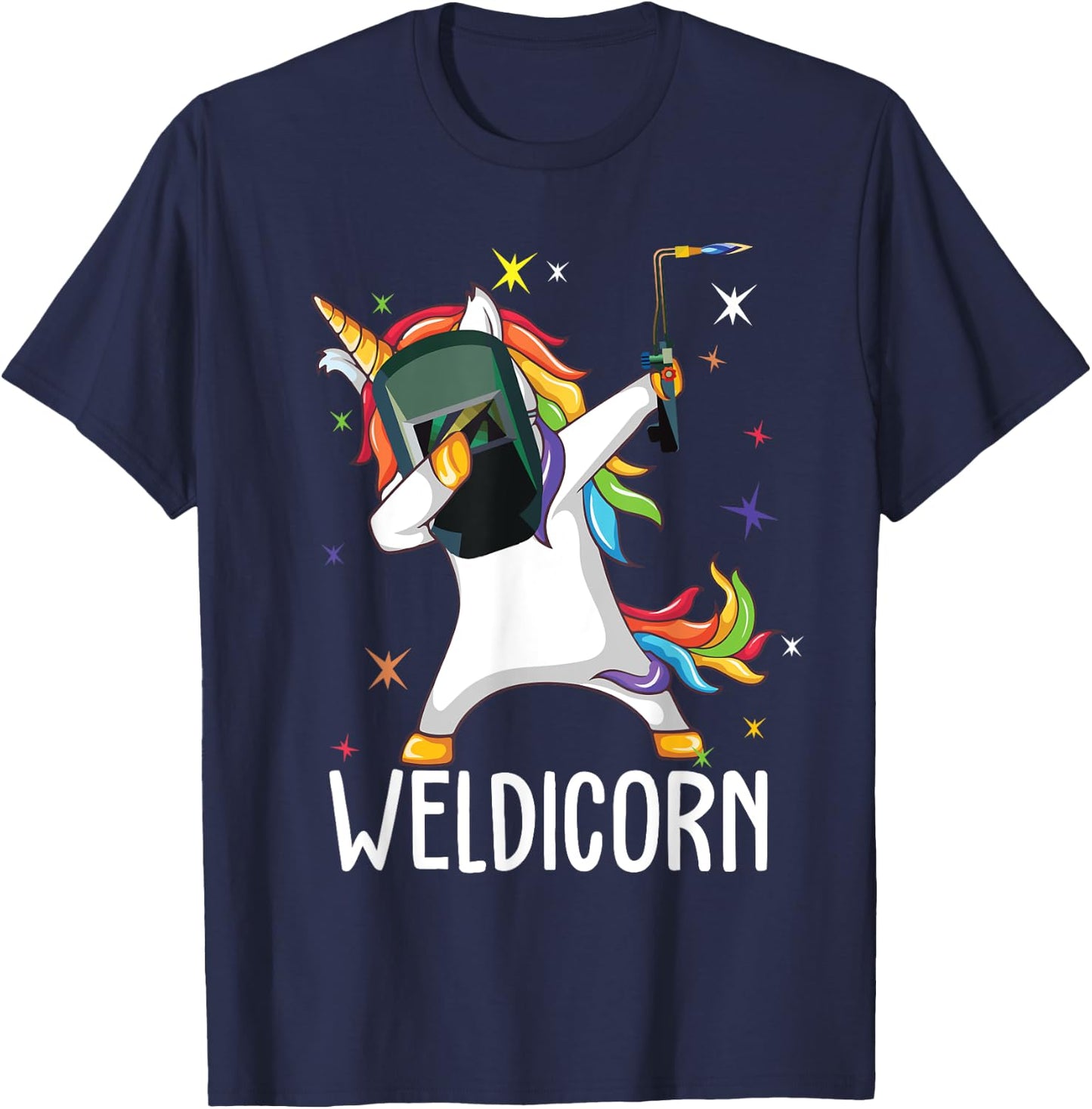 Weldicorn Funny Welder Unicorn Dabbing T-Shirt - T-Shirt | Navy