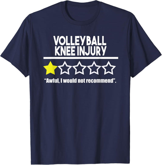 Funny Volleyball Knee Injury Parody Star Rating Small T-Shirt - T-Shirt | Navy