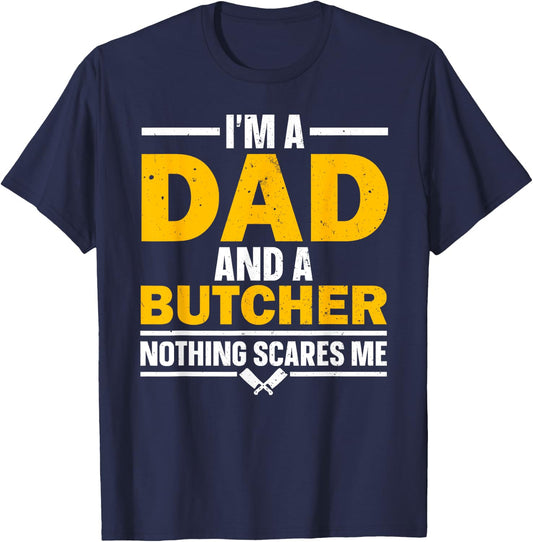 Funny Butcher Art Dad Meat Cutter Butchery Butcher T-Shirt - T-Shirt | Navy