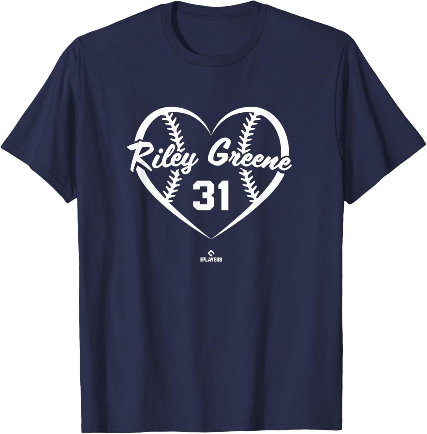 Baseball Heart Number Riley Greene Detroit MLBPA T-Shirt - T-Shirt | Navy