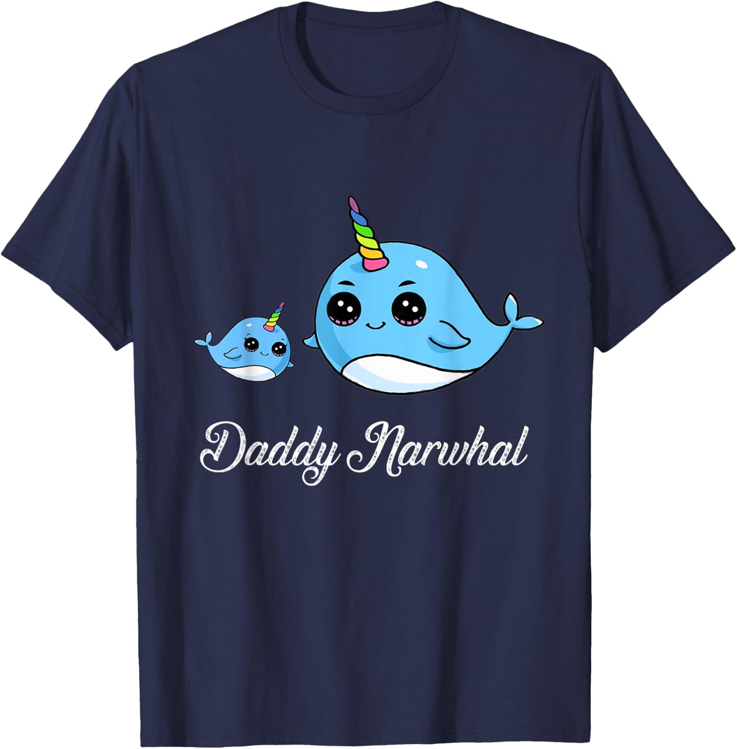 Daddy Narwhal Shirt Cute Narwhal Gift Fathers T-Shirt - T-Shirt | Navy