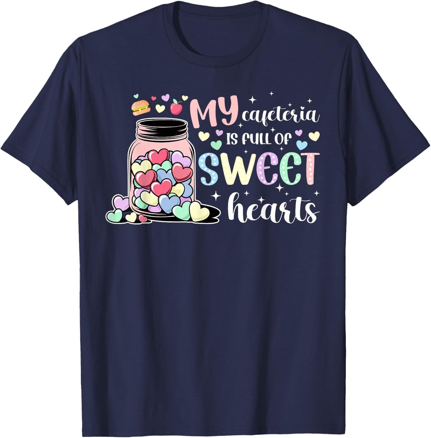 Lunch Lady Valentine Lunch Ladies Valentines Day T-Shirt - T-Shirt | Navy
