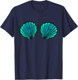 Shell Mermaid Brassiere Bikini Bra Shell T-Shirt - T-Shirt | Navy