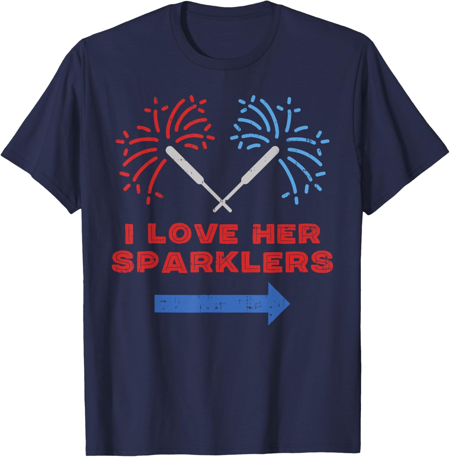 Love Her Sparklers Matching Couple 4th Of July Men Boyfriend T-Shirt - T-Shirt | Navy