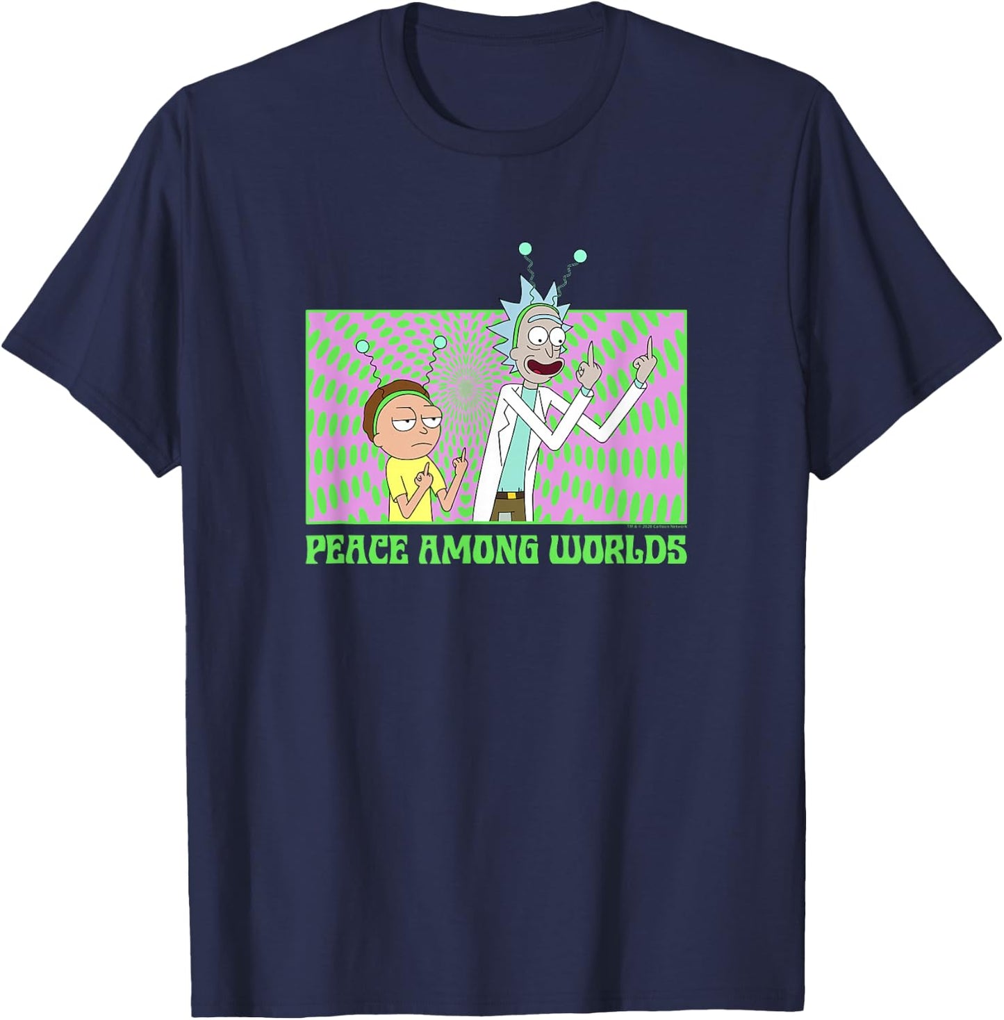 Rick and Morty Psychedelic Peace Among Worlds T-Shirt - T-Shirt | Navy