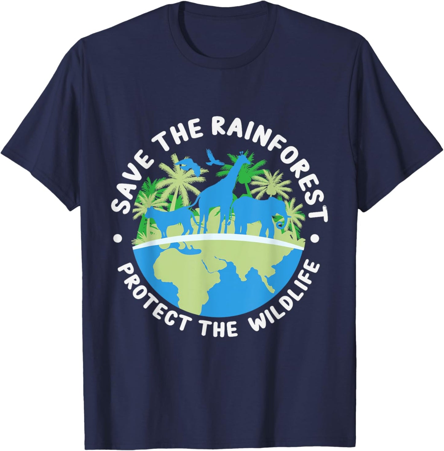 Save the Rainforest Protect the Wildlife T-Shirt - T-Shirt | Navy