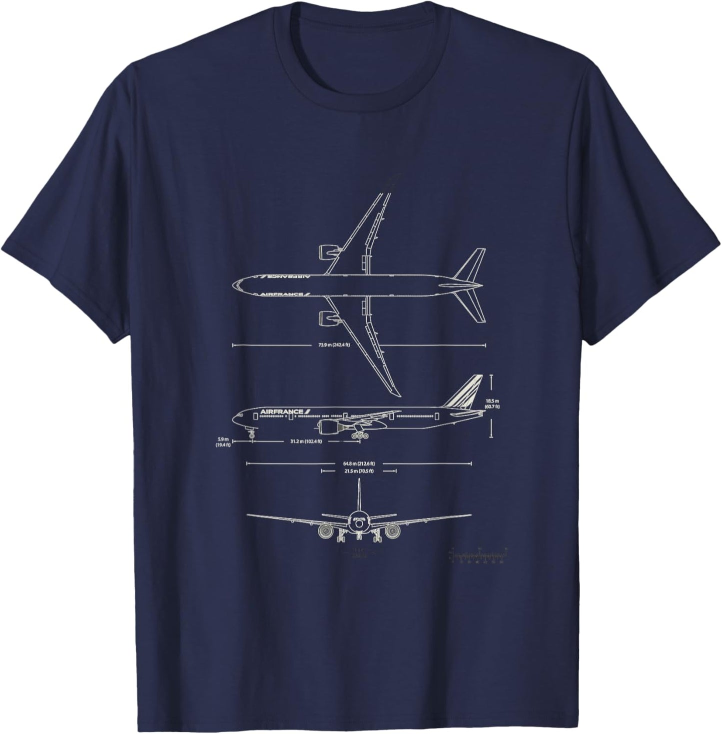 B-777 Aircraft blueprint T-Shirt - T-Shirt | Navy